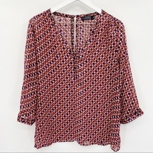 The Limited Sheer Printed 3/4 Sleeve Top